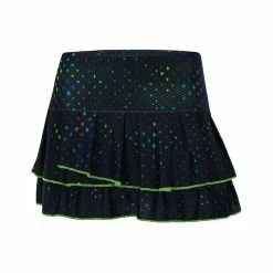 Lucky In Love Technicolor Cosmic Pleat Tier Skirt-Black Cosmic Print